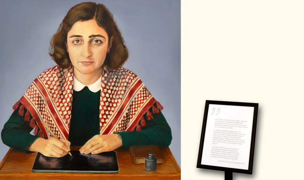 Filistin kefiyeli Anne Frank resmi tartışma yarattı: Antisemitizm mi?